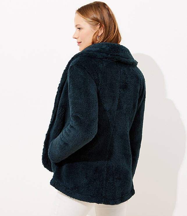 fleece shawl collared jacket